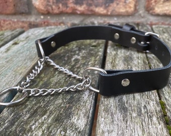 Echt Leder Martingale Kette Choker Halskette Wahl aus Leder & Kettenfarbe Handmade Goth Punk