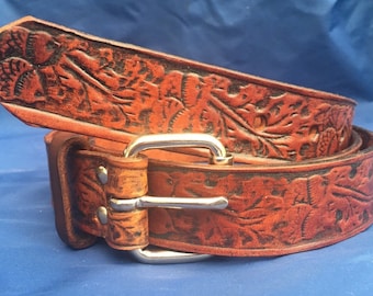 Chambers Phoenix AZ Hand Tooled Leather Belt Deer, Hare Lion  display picture 2