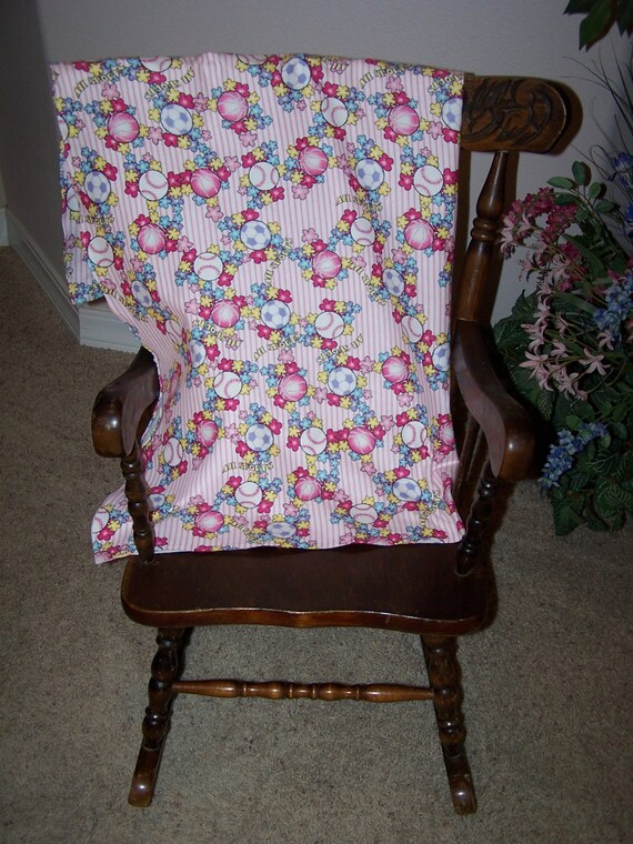 Items similar to All Sports Receiving Blanket featuring baseballs, basketballs, soccer balls