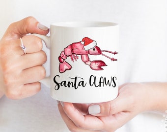 Santa Claws Coffee Mug, Louisiana Crawfish Christmas Gift