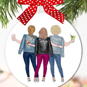 BFF Portrait Ornament; Ornament for Friends; Wooden Ornament with Best Friends; Christmas Gift for Friends