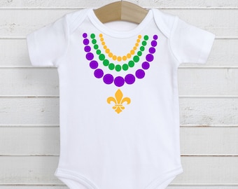 Mardi Gras Beads Baby / Infant bodysuit; parade onesie; Mardi Gras Beads Baby Clothes