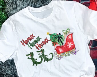 Cajun Christmas Gator Sleigh Shirt, Southern Holiday Tee