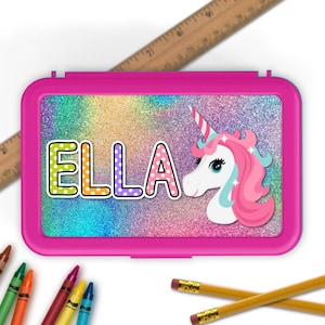 Rainbow Unicorn Personalized Pencil Box
