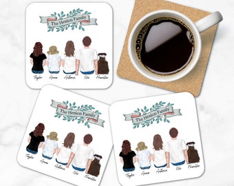 Personalized Hardboard Coasters: Customizable Housewarming and Birthday Gift; Portrait Coasters for Christmas Gift; Minimalist Gift