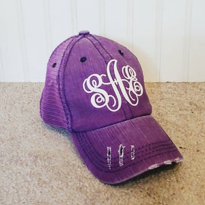 Ponytail Hat Distressed Trucker Hat Distressed Ponytail Hat Monogrammed Ponytail Hat for Girl Gift for Sister Bridesmaid Gifts image 3