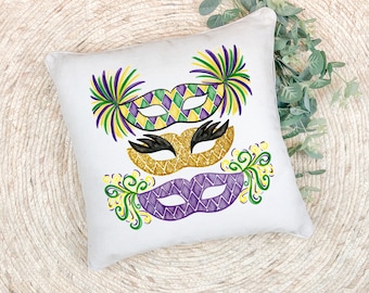 Mardi Gras Masks Pillow Cover; Decor for Mardi Gras enthusiast