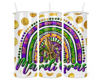 Mardi Gras Rainbow Tumbler; New Orleans Parade Tumbler