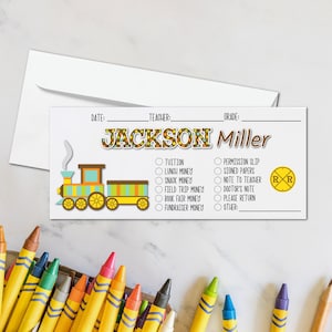 Personalized School Money Envelope – Train Design for Boys