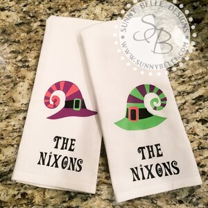 Personalized Halloween Kitchen Towels Set of Two Monogrammed Kitchen Towels Housewarming Gift, Kitchen Shower image 4