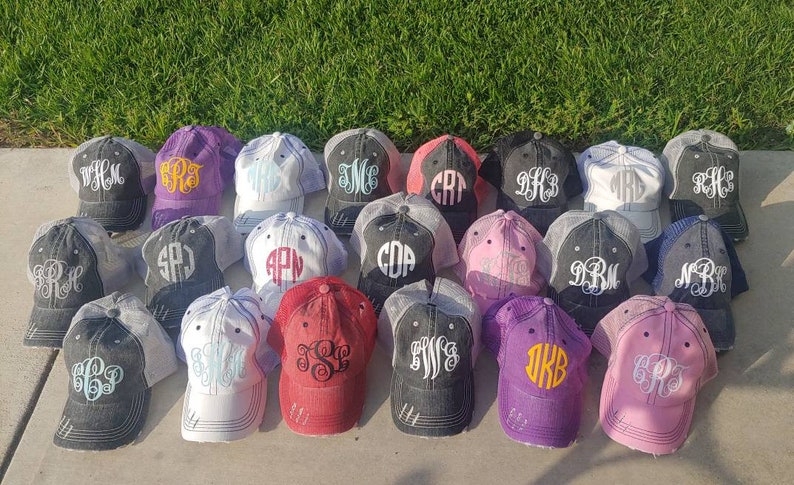 Ponytail Hat Distressed Trucker Hat Distressed Ponytail Hat Monogrammed Ponytail Hat for Girl Gift for Sister Bridesmaid Gifts image 5