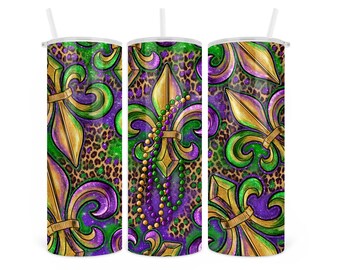 Mardi Gras Tumbler for Parades; Fleur De Lis Mardi Gras tumbler; Party Goods for Parade