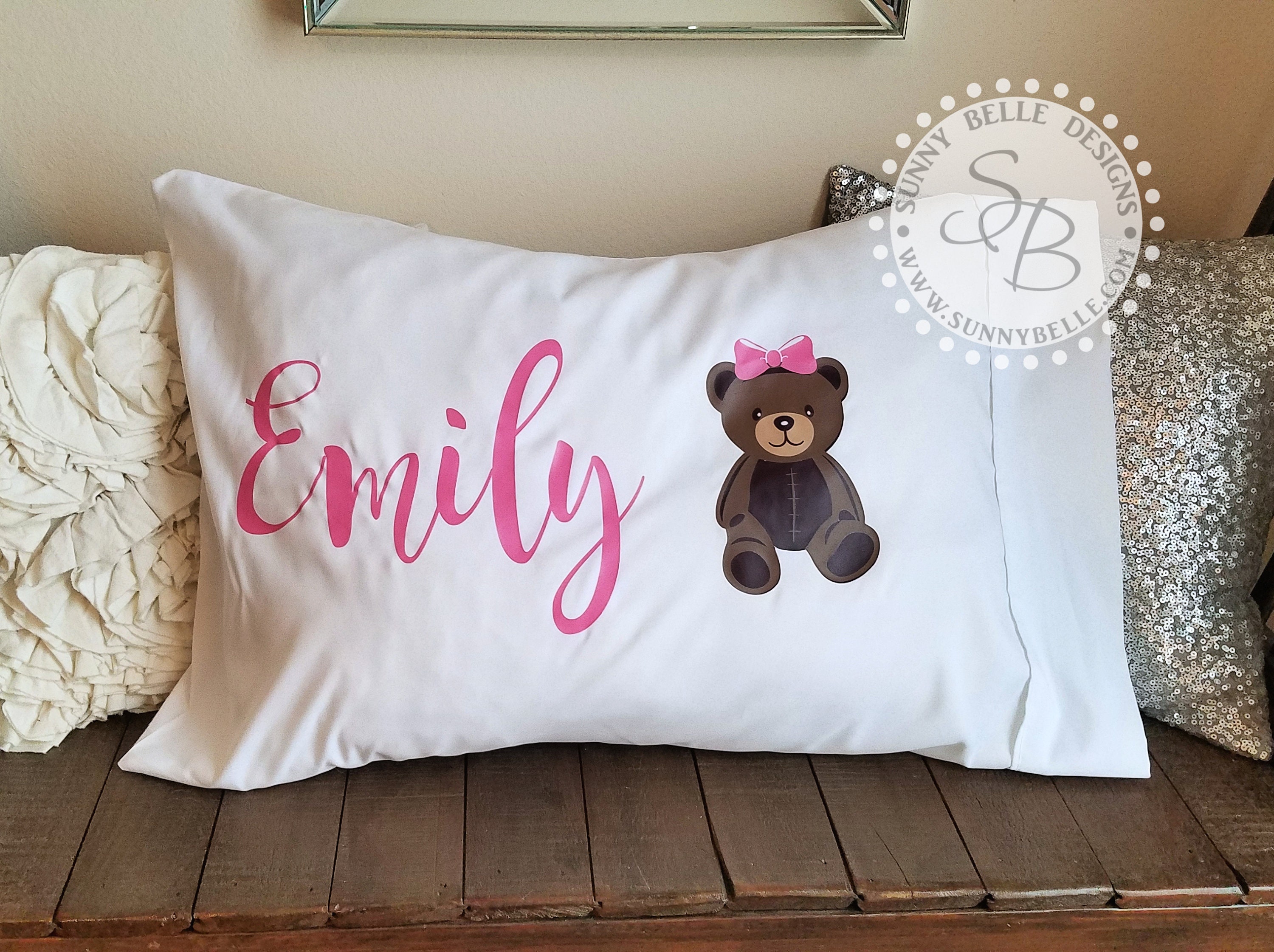 Personalized teddy bear pillow case girl birthday gift girl Etsy