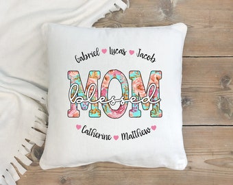 Blessed MOM Pillow Cover; Christmas Gift for Mom; Personalized Pillow Cover