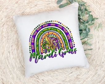 Mardi Gras Rainbow Pillow Cover; Mardi Gras Decor