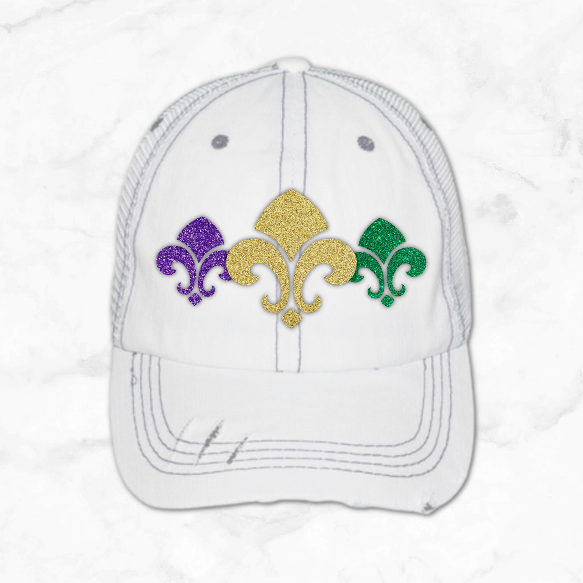 Fleur De Lis Black/Brown/Gold/White Distressed Womens Velcro New Orleans Cap/Hat New Orleans Fleur de Lis Distressed Hat | Mercari main image 2