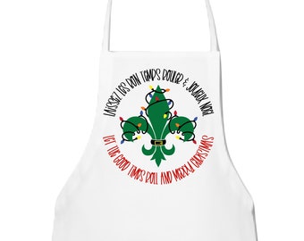 Fleur De Lis Christmas apron; Cute Christmas Apron for Mom