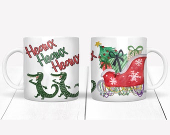 Cajun Christmas Sleigh Mug; Louisiana Christmas Mug; Gift for Southerners; Southern Christmas Coffee Mug