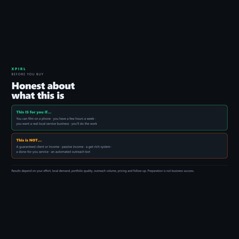 XPIRL Short-Form Video Business Starter Kit | 14-Day Local Client System (Digital Download) imagen 10