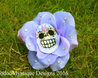 flower hair comb, day of the dead, morte, calaveras, sugar skull, purple, mauve, hair slide, dia de los muertos, floral festival, goth