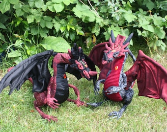 PDF sewing pattern for poseable dragon art doll, textile sculpture, plushie, cosplay, fantasy, d&d