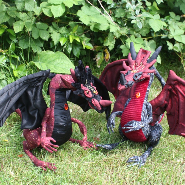 PDF sewing pattern for poseable dragon art doll, textile sculpture, plushie, cosplay, fantasy, d&d