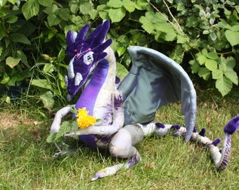 Pdf large dragon sewing pattern, poseable art doll, textile sculpture, cosplay, geek, d&d