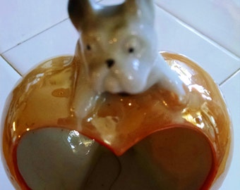 Porcelain Lustreware Dog Ashtray, Japan