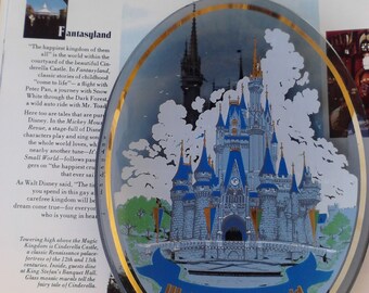 Walt Disney  Pictoral Souvenir Book and Glass Candy Dish 1970s