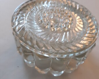 Vintage Glass Trinket Box/ Powder jar / Vanity Jar