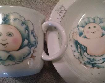 Royal Worcester Cabbage Patch Porcelain Cup and Bowl Set