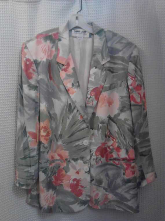 Jones New York  1980's Plus  Size Floral Jacket