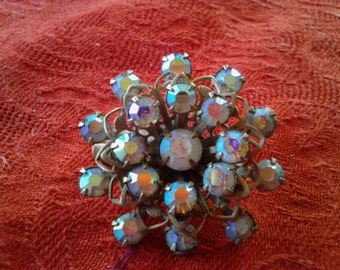 Vintage Rhinestone Snowflake Pin