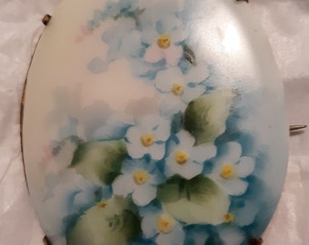 Antique Forget-me-not Brooch/ Porcelain Pin