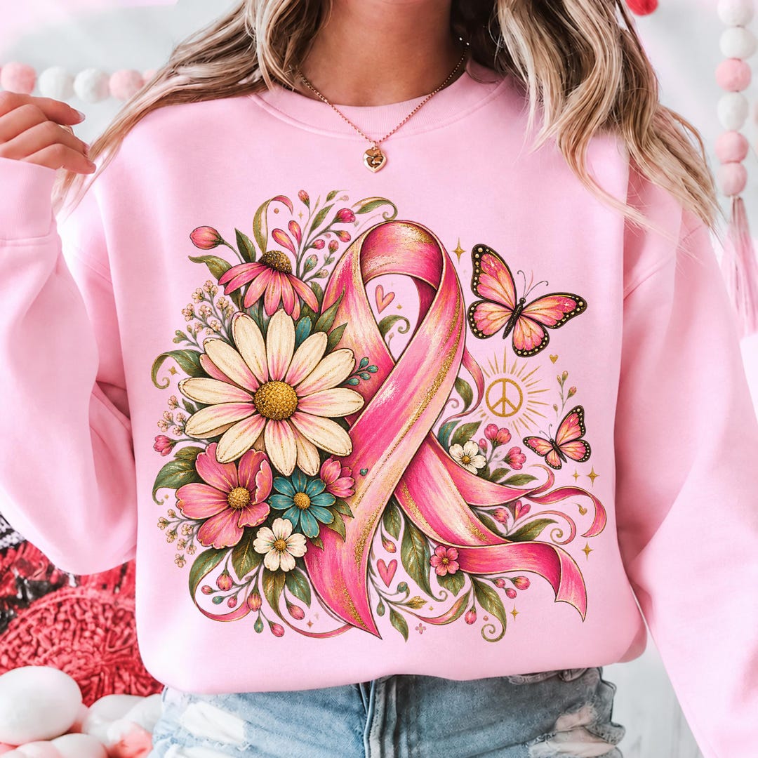 Pink Ribbon Cancer Free Glitter Pink Ribbon Floral PNG, Breast Cancer Awareness Ribbon, Glitter ...
