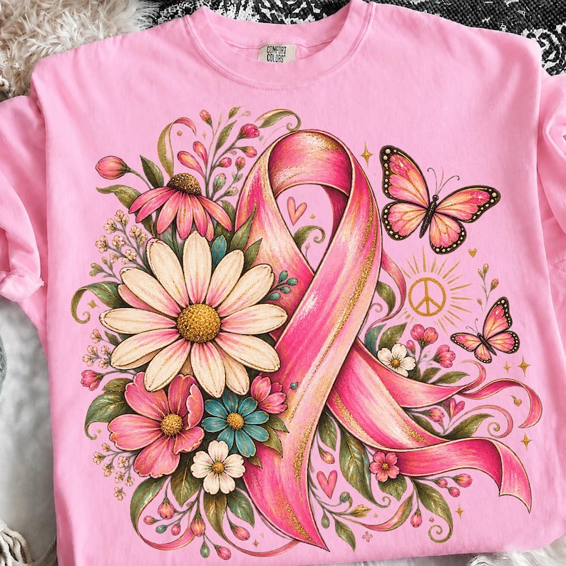 Pink Ribbon Cancer Free Glitter Pink Ribbon Floral PNG, Breast Cancer Awareness Ribbon, Glitter ...