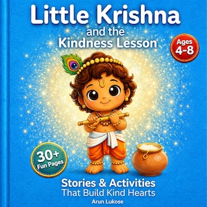 Liten Krishna-vänlighetsaktivitetsbok | Målarbok, labyrinter och delning (4–8 år)
