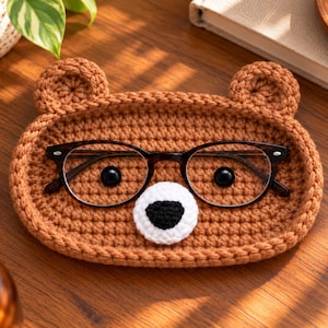 Häkelanleitung für einen Brillenhalter in Bärenform | Teddybär-Brillenhalter