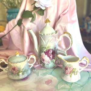 Juego de té de porcelana pintada a mano, estilo victoriano, regalo para el Día de la Madre, pieza de colección