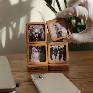 Story 4 Memories massief eikenhouten magnetische fotolijstset, uitbreidbaar herinneringsbord, modulaire fotowand, familiefotocadeau, wanddecoratie