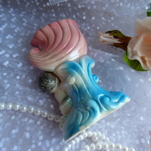 Mid Century Vase Cherub Hält Schale Füllhorn Pflanzgefäß Keramik Keramik Shabby Cottage-Chic Shabby-Choke inspiriert No-marking/stempeln glasiert Bild 6