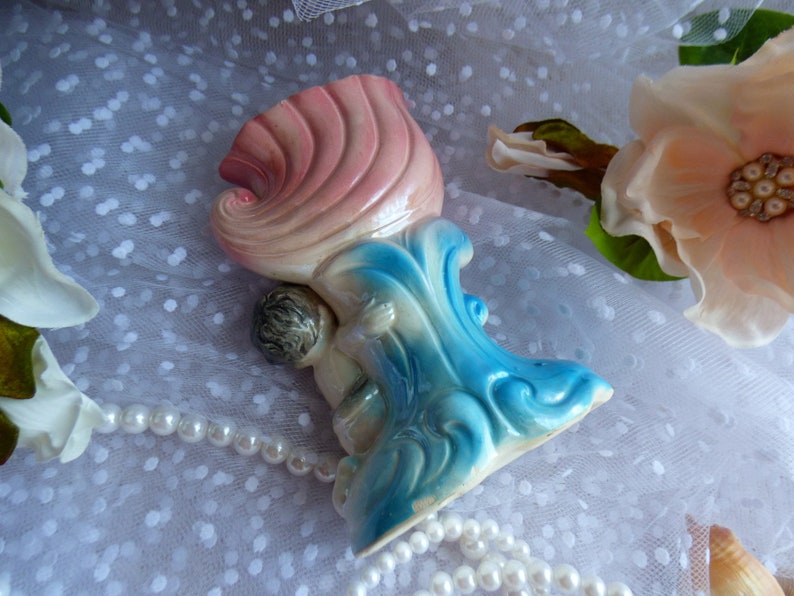 Mid Century Vase Cherub Hält Schale Füllhorn Pflanzgefäß Keramik Keramik Shabby Cottage-Chic Shabby-Choke inspiriert No-marking/stempeln glasiert Bild 6