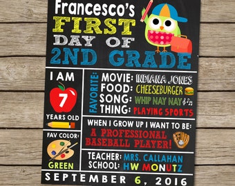 First Day of School Chalkboard Sign: Custom Printable (Digital File)