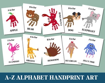 ABC A-Z Alphabet Handprint Craft / Phonic Memory Book / Hand & Footprints Baby Toddler Preschool Classroom Homeschool Teacher Printable PDF