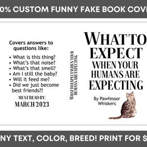 CUSTOM DIGITAL Pregnancy Announcement Book Cover - What to Expect Custom Funny Cat Kitten Pet Pregnancy Announcement - Digital Download