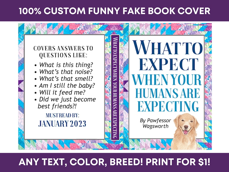 CUSTOM Funny Pregnancy Announcement What to Expect When Your Humans Are Expecting Dog Cat Pet 100% DIGITAL Book Cover image 2