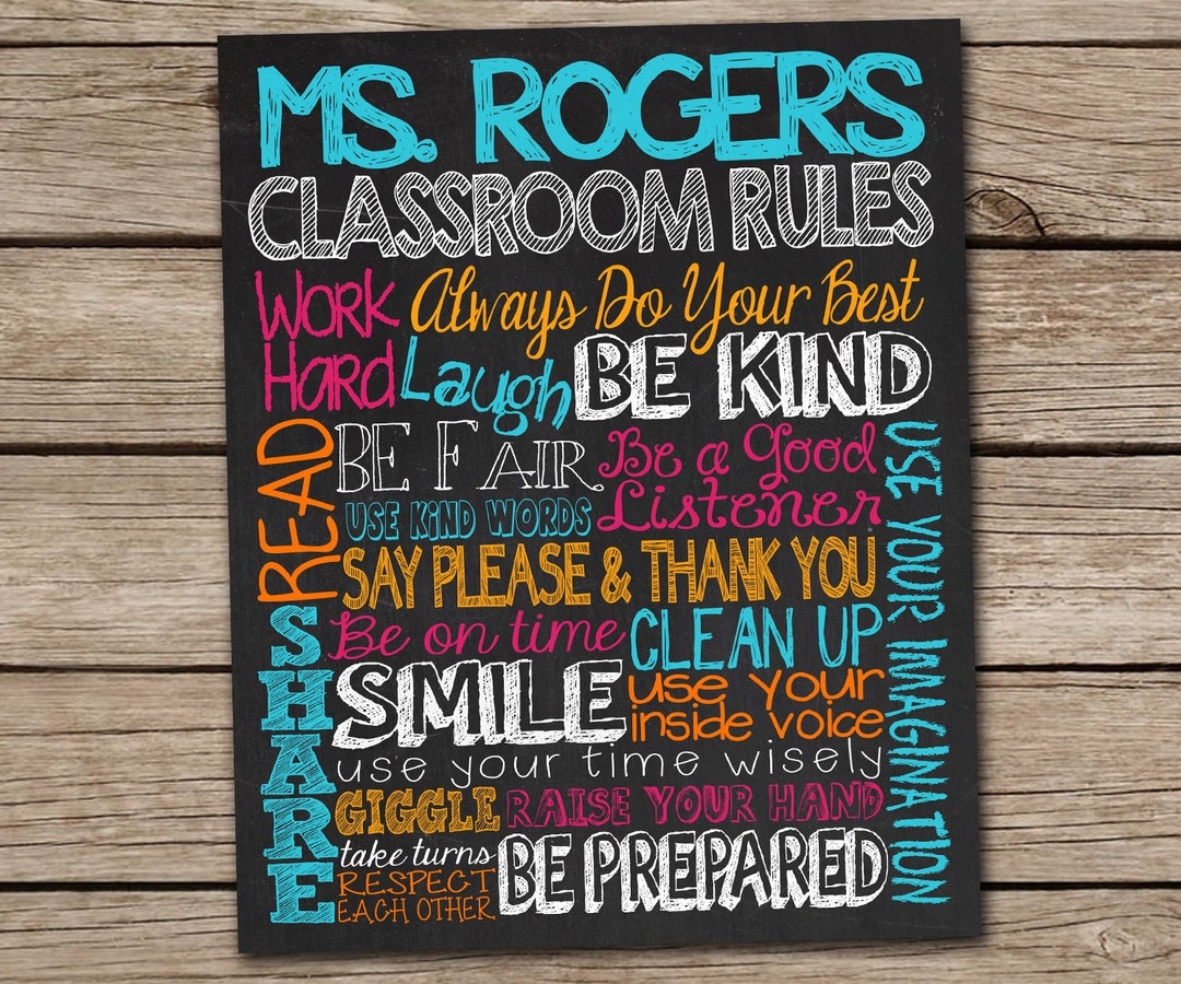 CLASSROOM RULES SIGN - Personalized Teacher Gift - Customized Printable ...