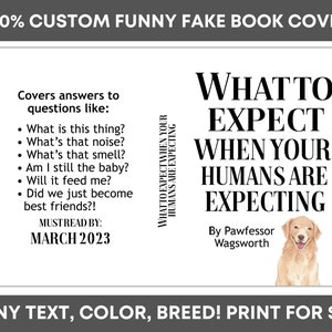 CUSTOM DIGITAL Pregnancy Announcement Book Cover - What to Expect Custom Funny Pet Pregnancy Announcement - Digital Download