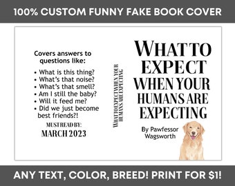 CUSTOM DIGITAL Pregnancy Announcement Book Cover - What to Expect Custom Funny Pet Pregnancy Announcement - Digital Download
