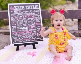 Chalkboard First Birthday Poster: Custom Keepsake Sign (Digital File)